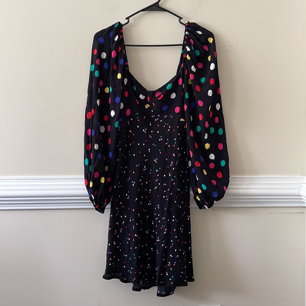 Rixo For target Womens Rainbow Polka Dot Balloon Sleeve Midi Dress